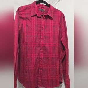 G by Guess Men's Red Plaid Casual Shirt